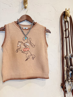 The Embroidered Roping Cowboy Sweater Vest