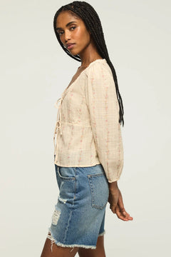 [162270-100] WOMENS LUCKY BRAND FESTIVAL CUTWORK FLYAWAY BLOUSE
