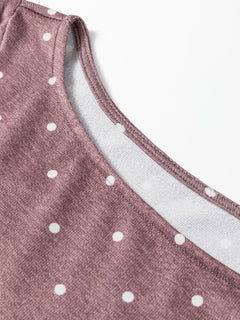 Polka Dot Boat Neck Knit Long Sleeve Shirt