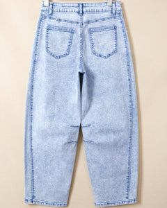 Tatum Light Washed Pull On Barrel Jeans