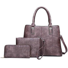 Luxury 3 Piece Leather Tote Set | Genuine Leather Cowgirl Shoulder Bag & Clutch