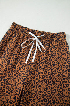 Leopard Long Sleeve Top & Drawstring Pants Set