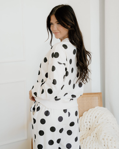 Polka Dot Pullover Drawstring Jogger Pant Set