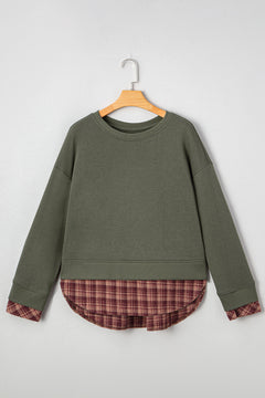 Plaid Patchwork Drop Shoulder Sweatshirt