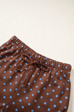 Polka Dot Long Sleeve Top & Wide Leg Pant Set