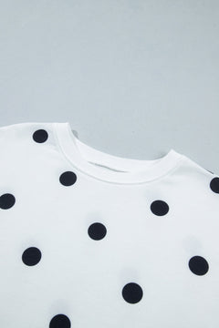 Polka Dot Raw Hem Sweatshirt & Skort Set