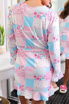 Almost Ready Ribbed Robe- Pink Heirloom Patchwork