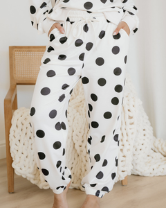 Polka Dot Pullover Drawstring Jogger Pant Set