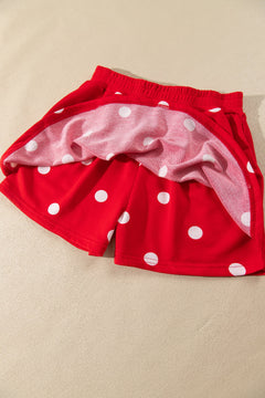 Polka Dot Raw Hem Sweatshirt & Skort Set