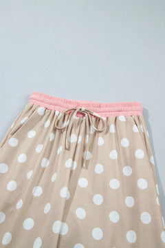 Polka Dot Long Sleeve Top & Drawstring Pants Set