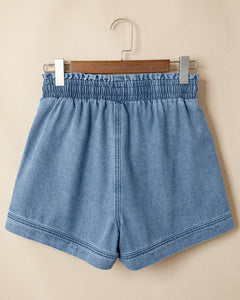 Violet Smocked Elastic Waist Denim Shorts
