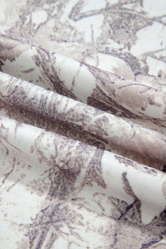 Abstract Camo Ribbed Trim Kangaroo Pocket Hoodie