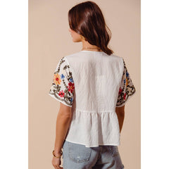 Becca floral embroidered top