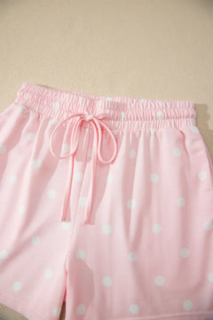 Polka Dot Loose Tee & Drawstring Shorts Set