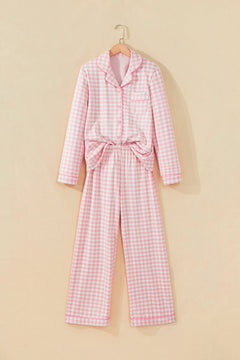 Gingham Long Sleeve Shirt & Pants Pajama Set