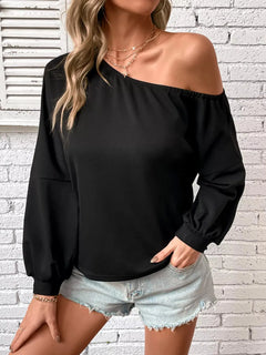 Asymmetrical Long Sleeve One Shoulder Sweatshirt