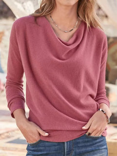 Full Size Cowl Neck Long Sleeve Top