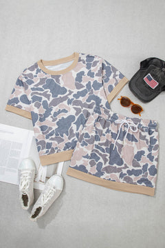 Retro Camo Colorblock Top & Trim Skort Set