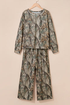 Woodland Camo Long Sleeve Top & Pants Set