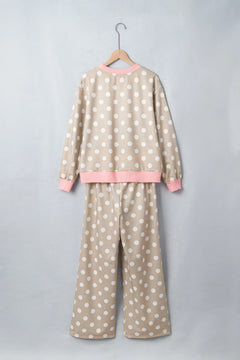 Polka Dot Long Sleeve Top & Drawstring Pants Set