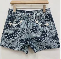 The Bandana Print Denim Shorts