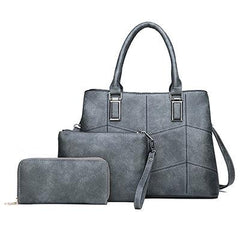 Luxury 3 Piece Leather Tote Set | Genuine Leather Cowgirl Shoulder Bag & Clutch