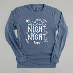 Silent Night Holy Night Blue & White Doodles