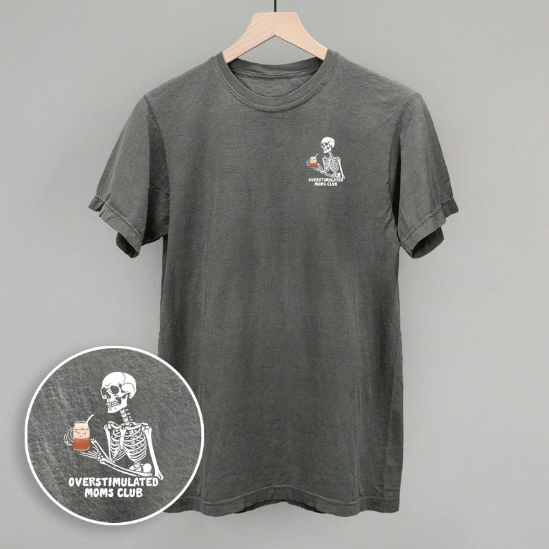Overstimulated Moms Club (Skeleton + Coffee) (Left Chest)