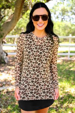 Alyssa Mesh Top- Game Day Leopard