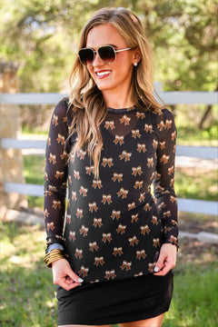 Alyssa Mesh Top- Football Bows