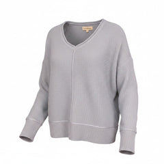 [163381-430] WOMENS LUCKY BRAND L/S SOLID TEXTURED V NK (5GG) - DUSTY BLUE