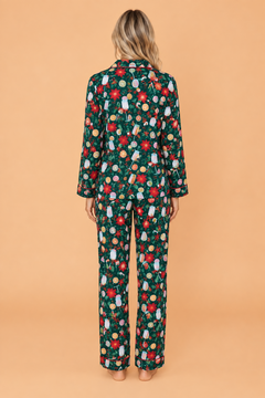 Christmas Buttoned Collar Top & Pants Pajama Set