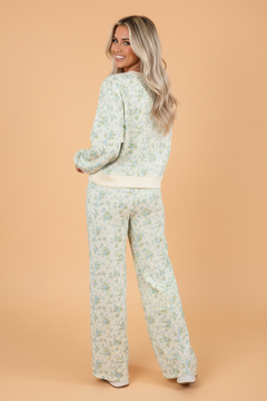 Floral Long Sleeve Top & Wide Leg Pants Set