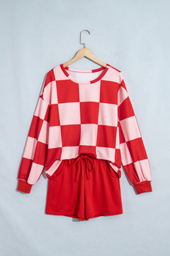 Checker Long Sleeve Top & Shorts Set