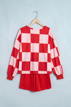 Checker Long Sleeve Top & Shorts Set