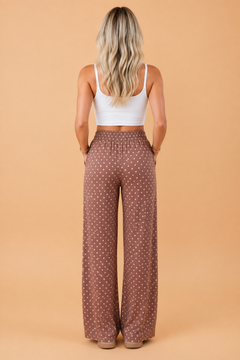 Polka Elastic Waist Wide Leg Pants