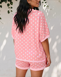 KyleeAnn Polka Dot Oversized Top Drawstring Short Set