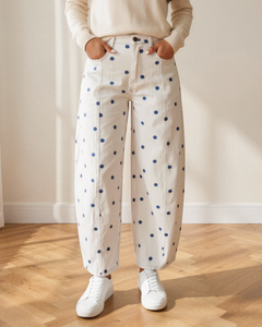 Dallas Polka Dot Print Barrel Jeans