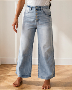 Veronica Pinstripe Wide Leg Jeans