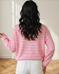 Sophia Button Placket Drop Shoulder Long Sleeve Sweater