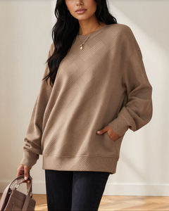 Brynn Textured Sweatshirt | Drop Shoulder Pullover