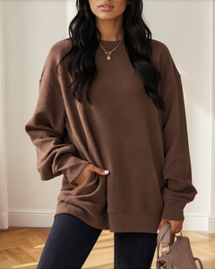 Brynn Textured Sweatshirt | Drop Shoulder Pullover