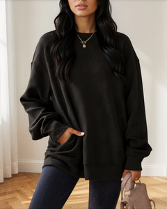 Brynn Textured Sweatshirt | Drop Shoulder Pullover
