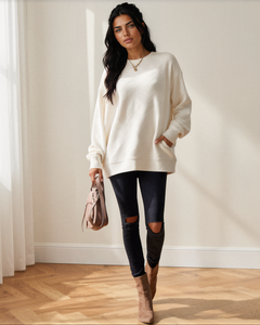 Brynn Textured Sweatshirt | Drop Shoulder Pullover
