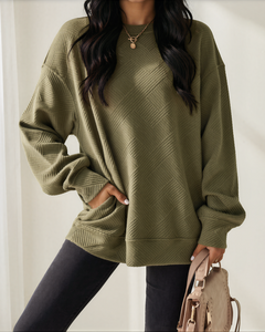 Brynn Textured Sweatshirt | Drop Shoulder Pullover