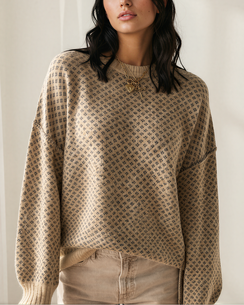 Briar Geometric Sweater | Drop Shoulder Knit Pullover