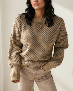 Briar Geometric Sweater | Drop Shoulder Knit Pullover