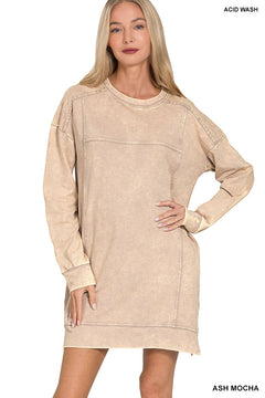 Acid Wash Fall Dress- Zenana