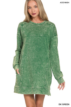 Acid Wash Fall Dress- Zenana