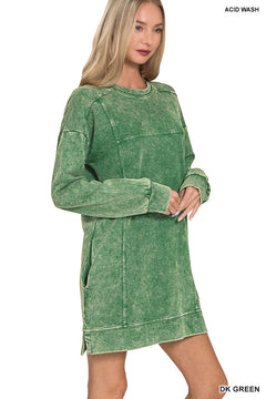 Acid Wash Fall Dress- Zenana